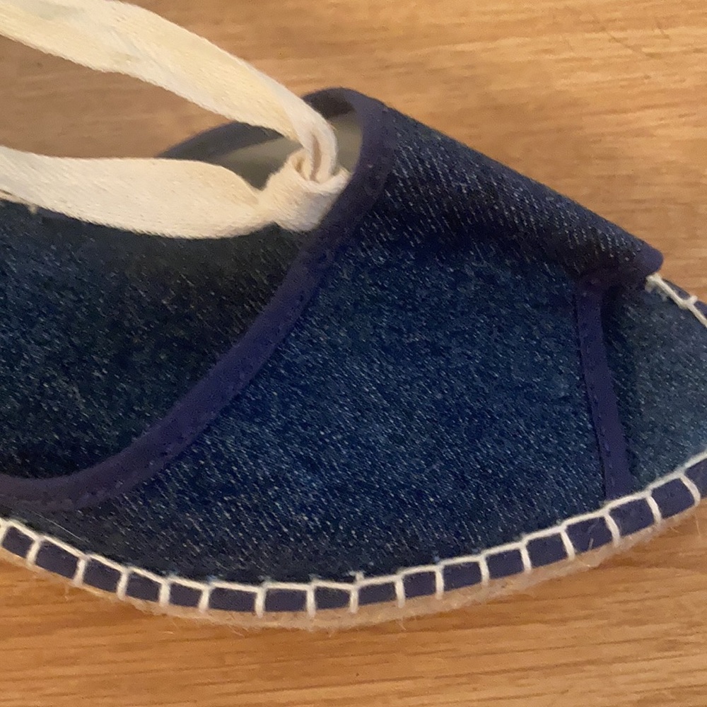 Women’s denim peep toes made in Spain wedge espadrilles with ankle straps - Picture 8 of 10
